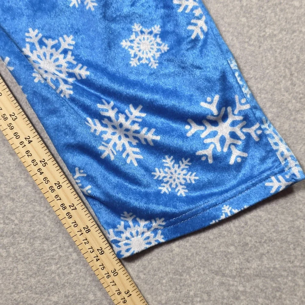 Preswick & Moore Pajama Pants Mens Medium Blue Snowflake Fleece Lounge Winter
